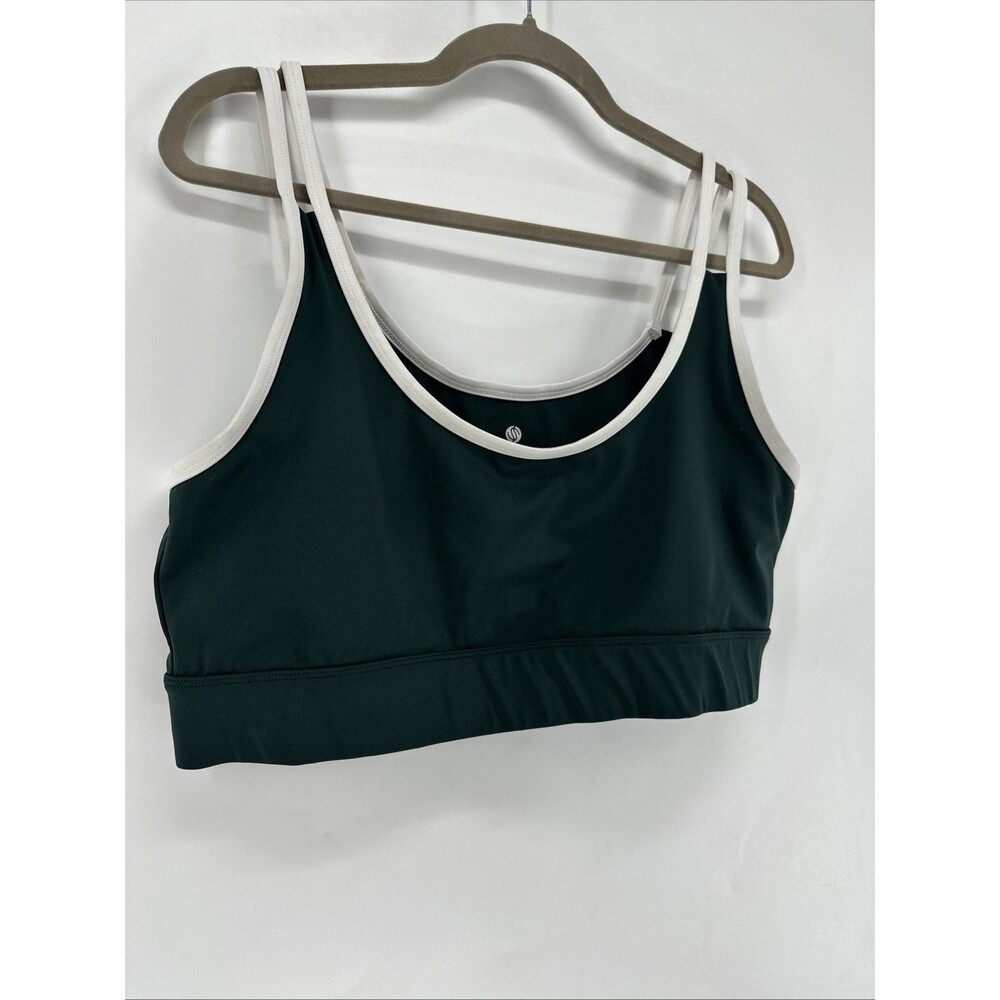 Stretch The Rules Sports Bra Green White Trim Sz XL